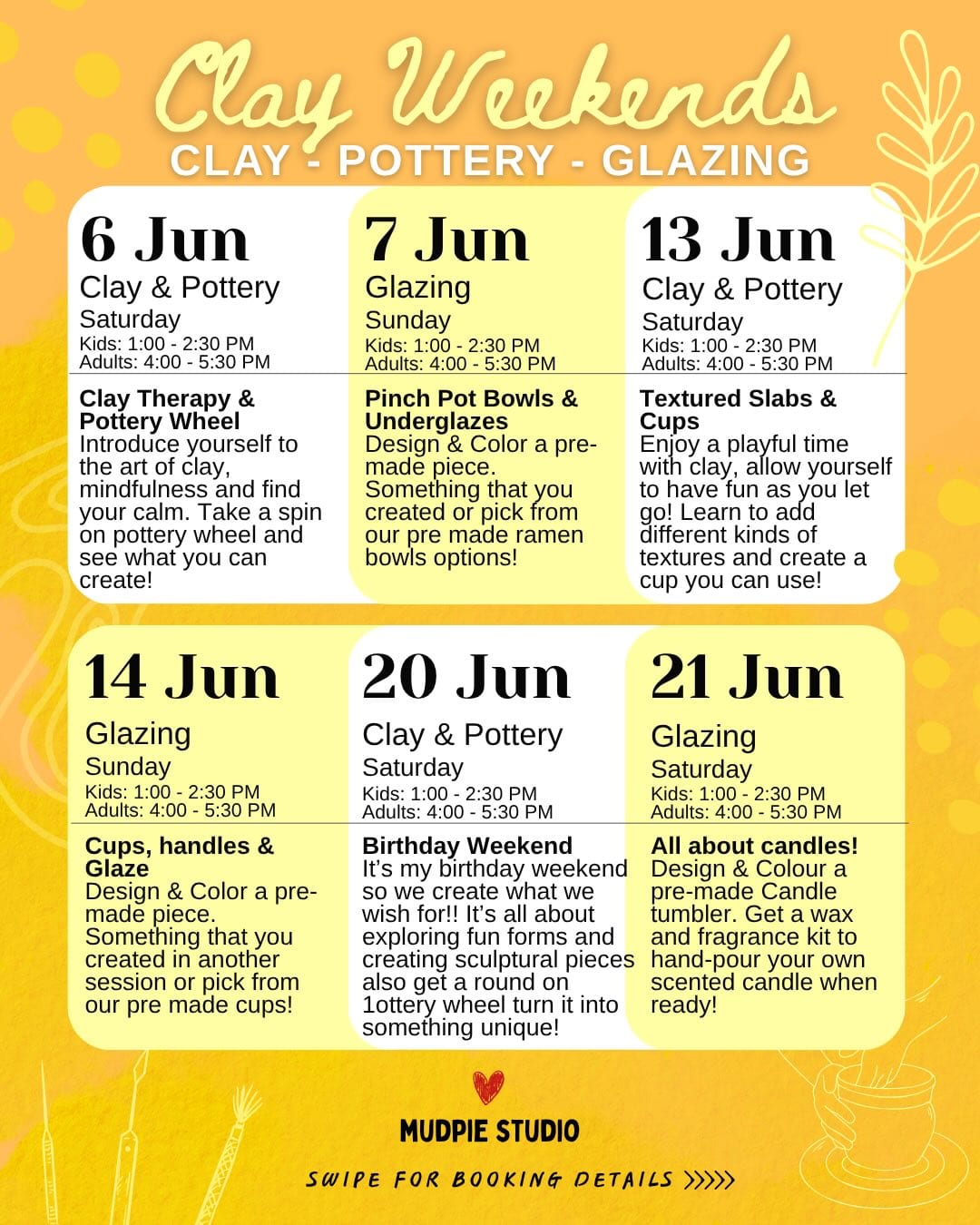 Clay Weekends – June & July Workshops