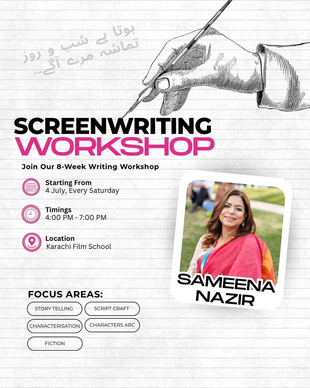 Screenwriting Workshop with Sameena Nazir at Karachi Film School & Studio 146