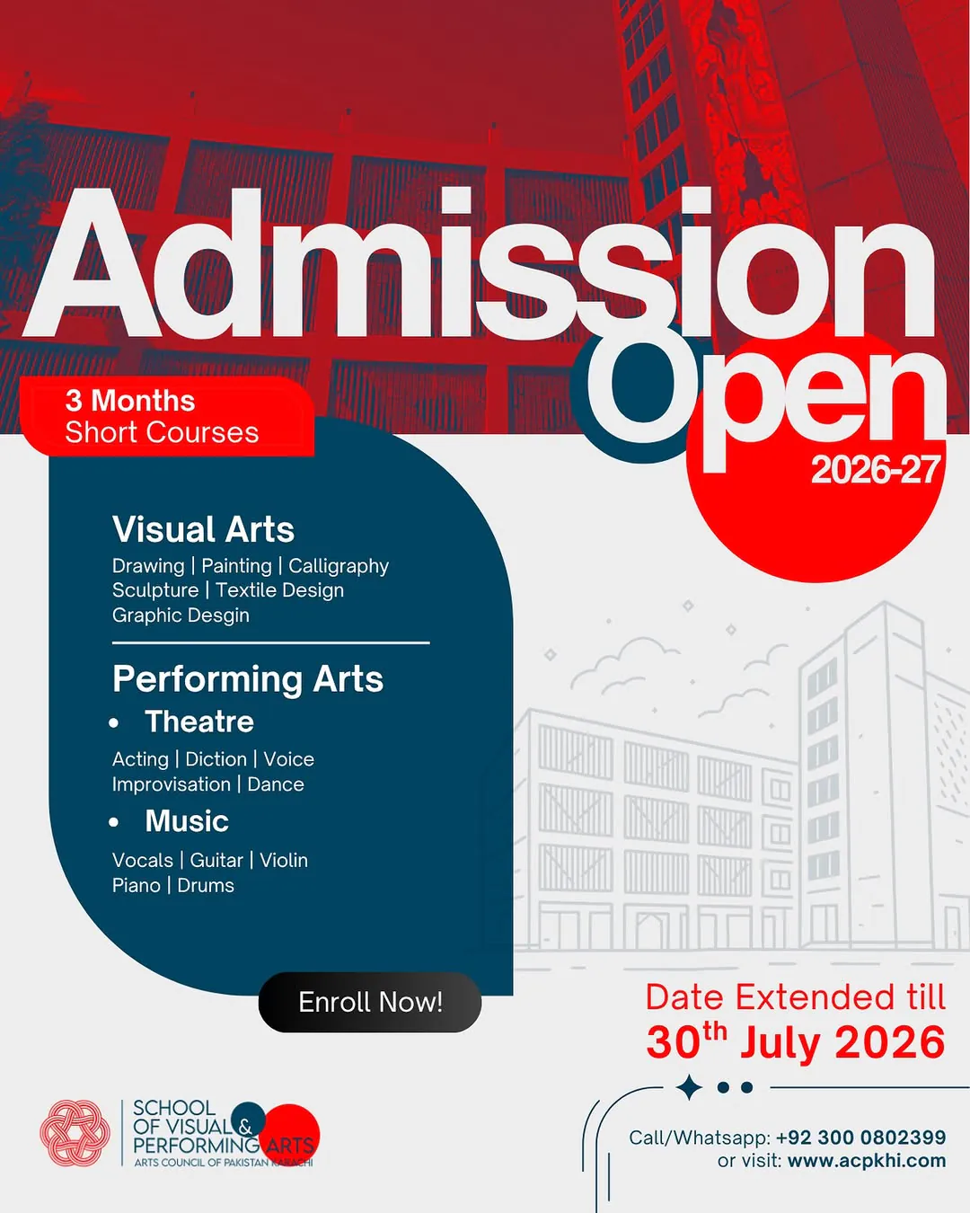 SOVAPA 3-Month Short Courses — Admissions 2026-27 at Arts Council of Pakistan, Karachi