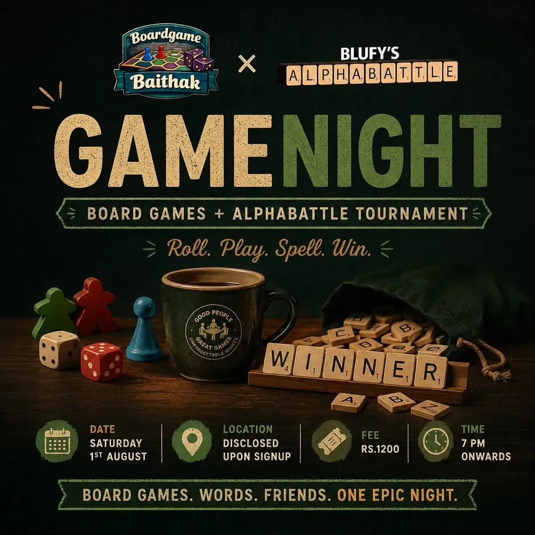 Game Night: Board Games + AlphaBattle Scrabble Tournament at Disclosed Upon Signup