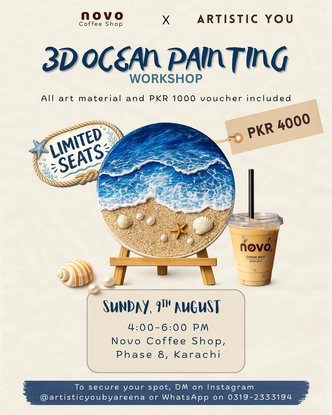 3D Ocean Painting Workshop at Novo Coffee Shop, Phase 8