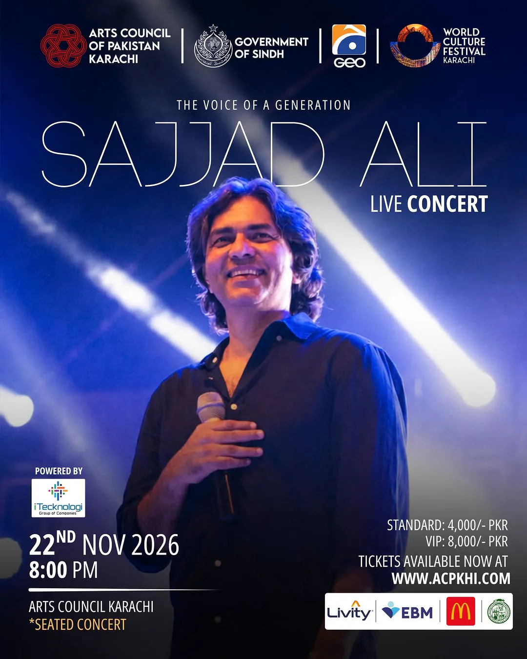 Sajjad Ali Live in Concert — WCF Karachi 2026 Closing Night at Arts Council of Pakistan, Karachi