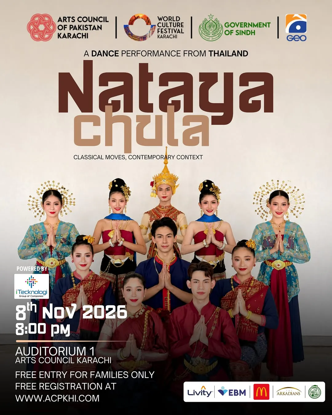 World Culture Festival Karachi 2026: Dance Concert featuring Nataya Chula & Breaking Transmission at Auditorium 1, Arts Council Karachi