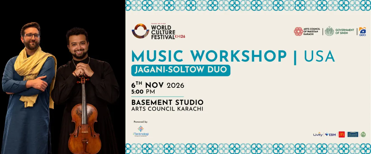 Music Workshop by Jagani-Soltow — World Culture Festival Karachi 2026 at Arts Council of Pakistan, Karachi