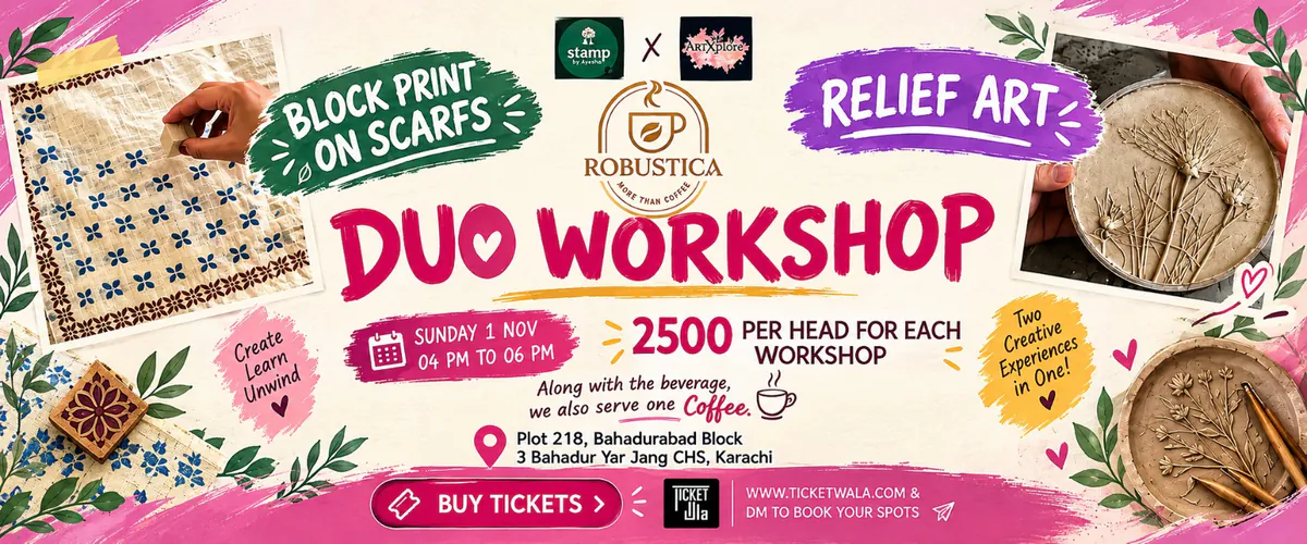 Block Print on Scarves Workshop at Robustica - Coffee Shop